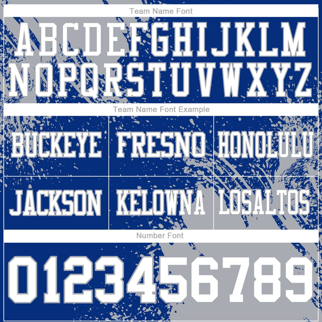 Custom Royal White-Gray 3D Pattern Abstract Brush Stroke Authentic Football Jersey photo 3