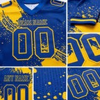 Custom Royal Yellow 3D Pattern Abstract Brush Stroke Authentic Football Jersey detail