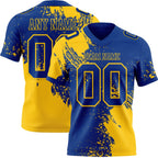 Custom Royal Yellow 3D Pattern Abstract Brush Stroke Authentic Football Jersey photo 1