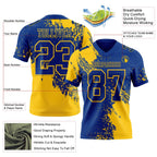 Custom Royal Yellow 3D Pattern Abstract Brush Stroke Authentic Football Jersey photo 2