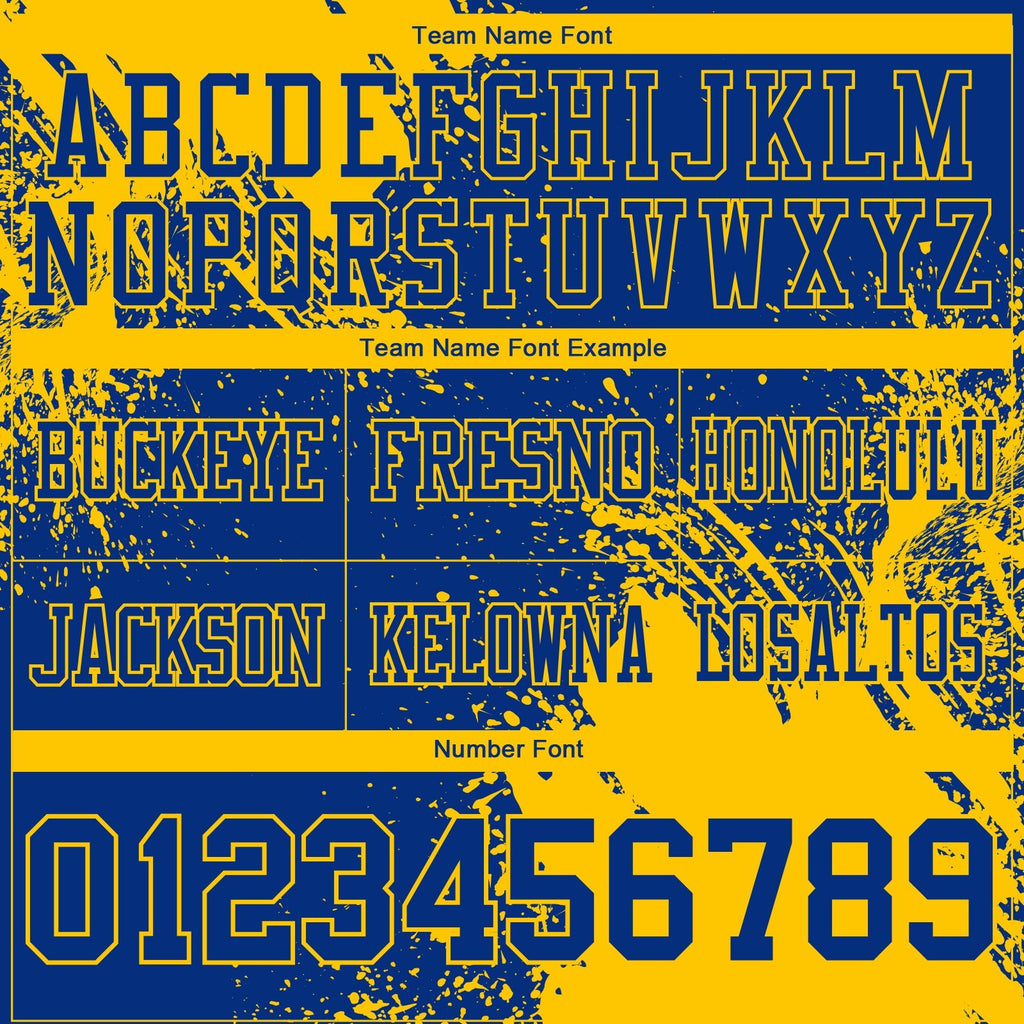 Custom Royal Yellow 3D Pattern Abstract Brush Stroke Authentic Football Jersey photo 3