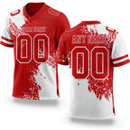 Custom Red White 3D Pattern Abstract Brush Stroke Authentic Football Jersey