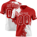Custom Red White 3D Pattern Abstract Brush Stroke Authentic Football Jersey photo 1
