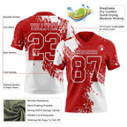 Custom Red White 3D Pattern Abstract Brush Stroke Authentic Football Jersey photo 2