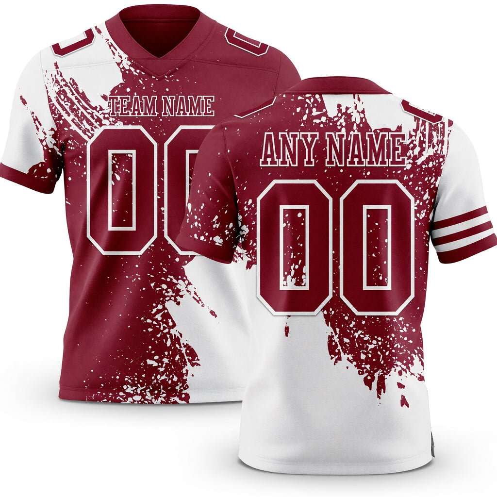 Custom Crimson White 3D Pattern Abstract Brush Stroke Authentic Football Jersey