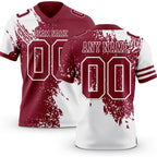 Custom Crimson White 3D Pattern Abstract Brush Stroke Authentic Football Jersey
