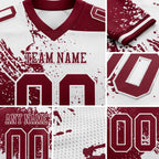 Custom Crimson White 3D Pattern Abstract Brush Stroke Authentic Football Jersey detail