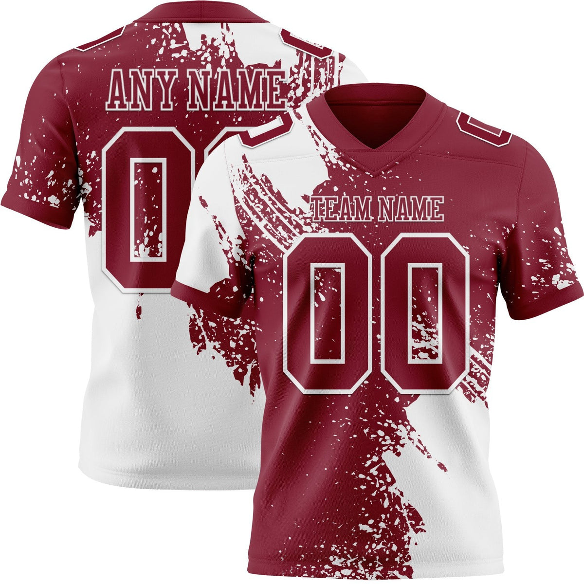 Custom Crimson White 3D Pattern Abstract Brush Stroke Authentic Football Jersey photo 1