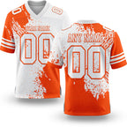 Custom White Orange 3D Pattern Abstract Brush Stroke Authentic Football Jersey