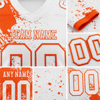Custom White Orange 3D Pattern Abstract Brush Stroke Authentic Football Jersey detail