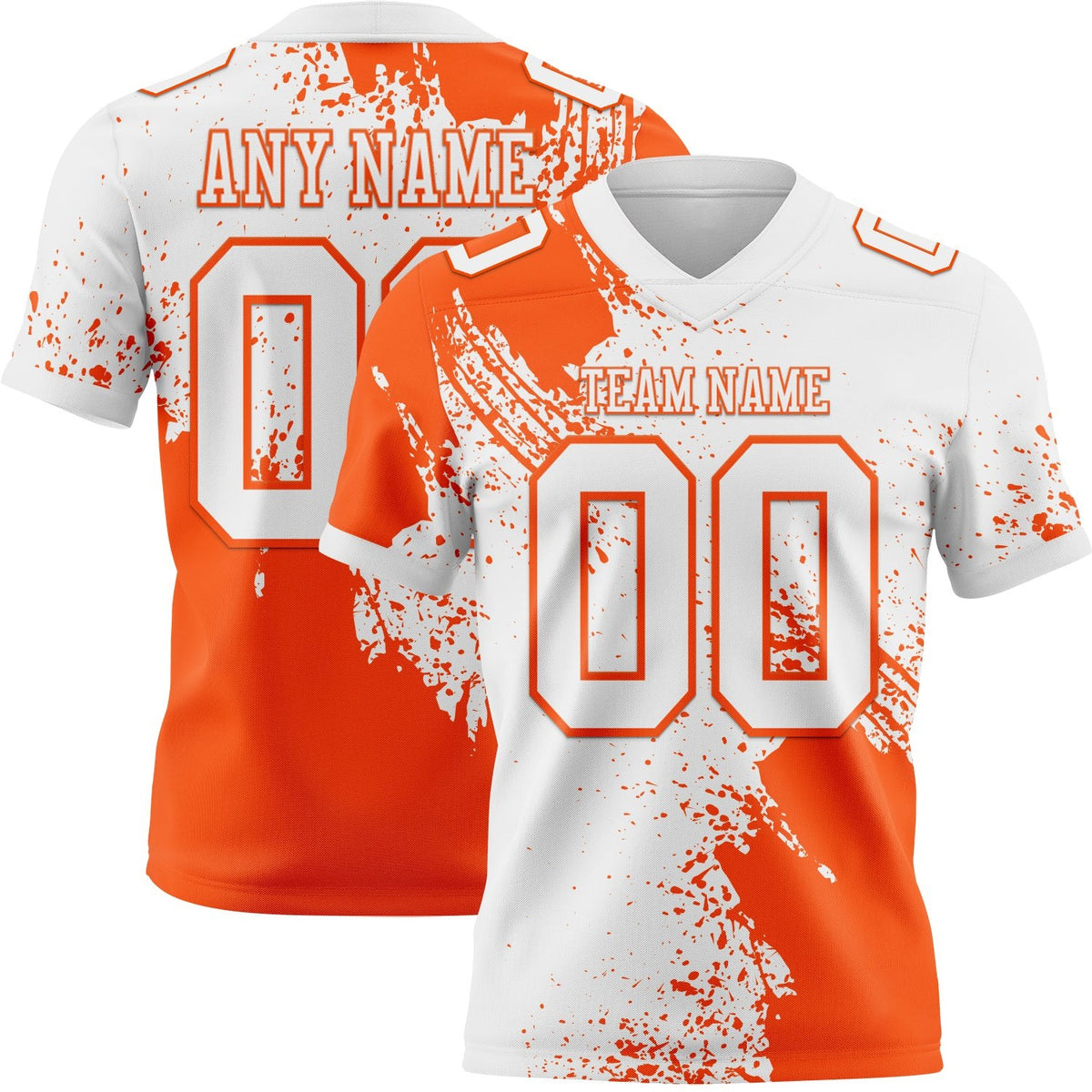 Custom White Orange 3D Pattern Abstract Brush Stroke Authentic Football Jersey photo 1