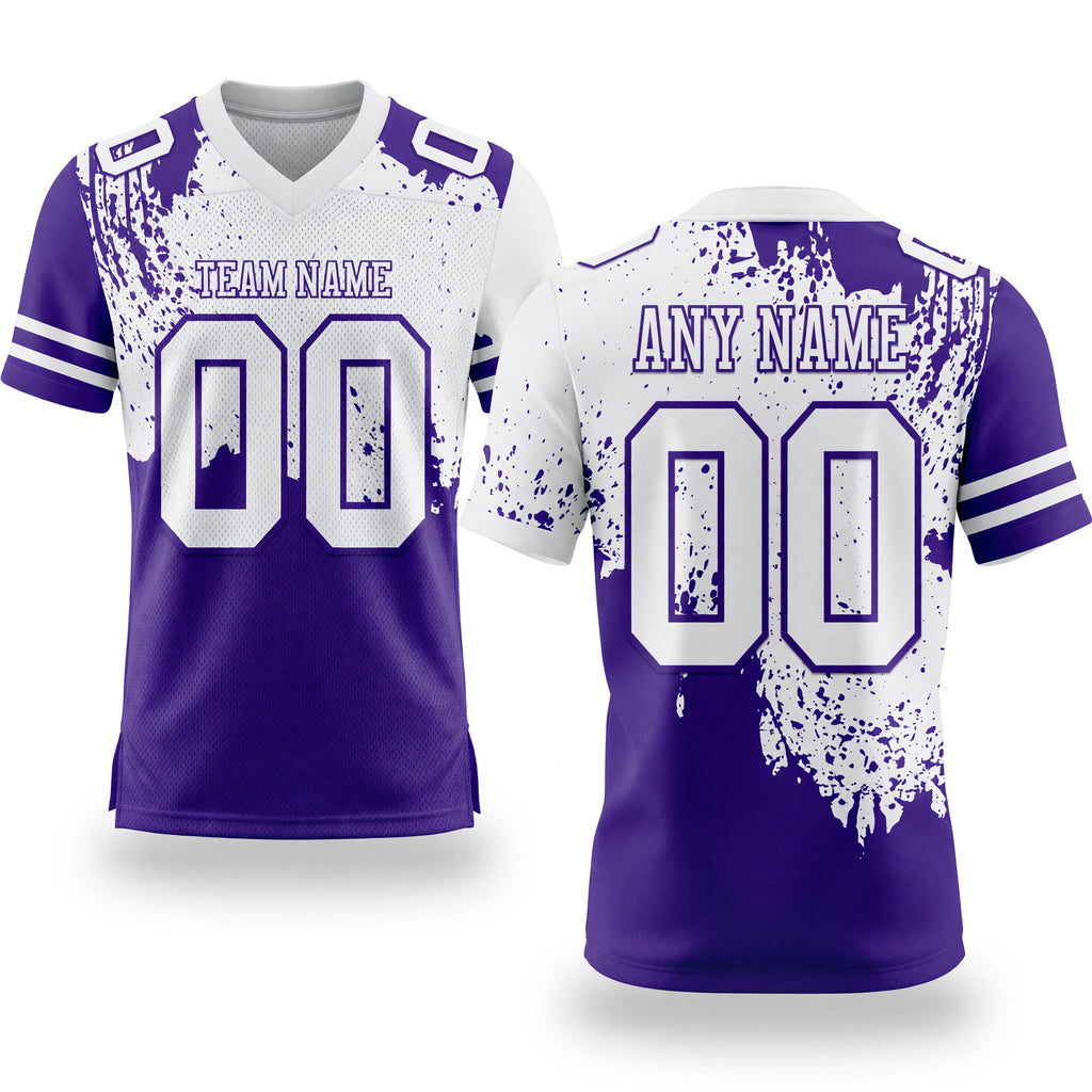 Custom White Purple 3D Pattern Abstract Brush Stroke Authentic Football Jersey