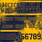 Custom Navy Gold 3D Pattern Abstract Brush Stroke Authentic Football Jersey photo 3