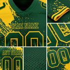 Custom Green Yellow 3D Pattern Abstract Brush Stroke Authentic Football Jersey detail