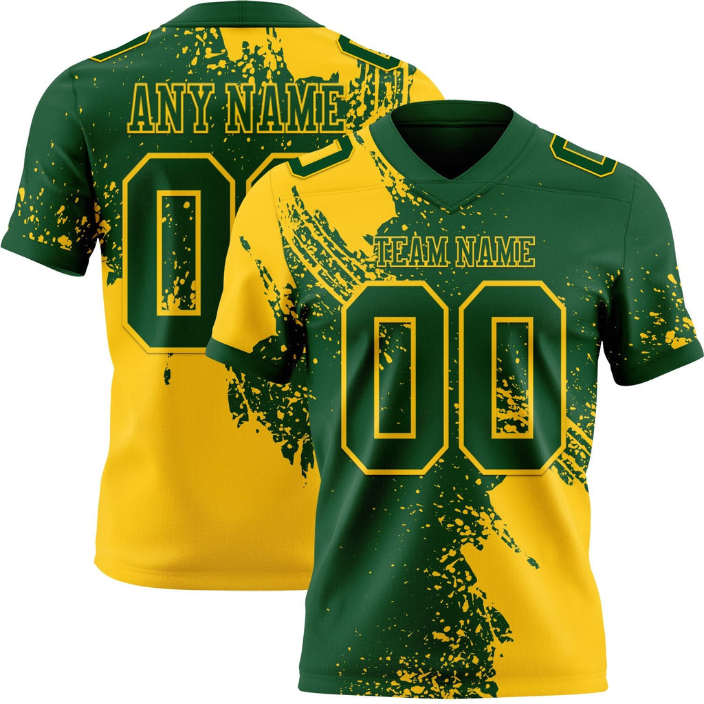 Custom Green Yellow 3D Pattern Abstract Brush Stroke Authentic Football Jersey photo 1