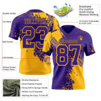 Custom Purple Gold 3D Pattern Abstract Brush Stroke Authentic Football Jersey photo 2