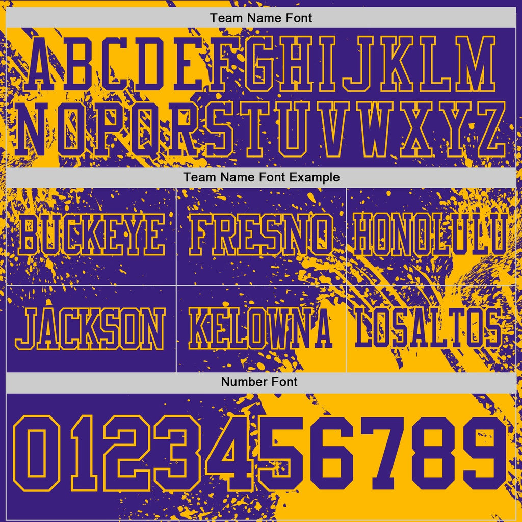 Custom Purple Gold 3D Pattern Abstract Brush Stroke Authentic Football Jersey photo 3