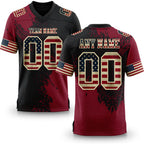 Custom Black Vintage USA Flag Crimson-Cream 3D Pattern Abstract Brush Stroke Authentic Football Jersey
