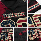 Custom Black Vintage USA Flag Crimson-Cream 3D Pattern Abstract Brush Stroke Authentic Football Jersey detail