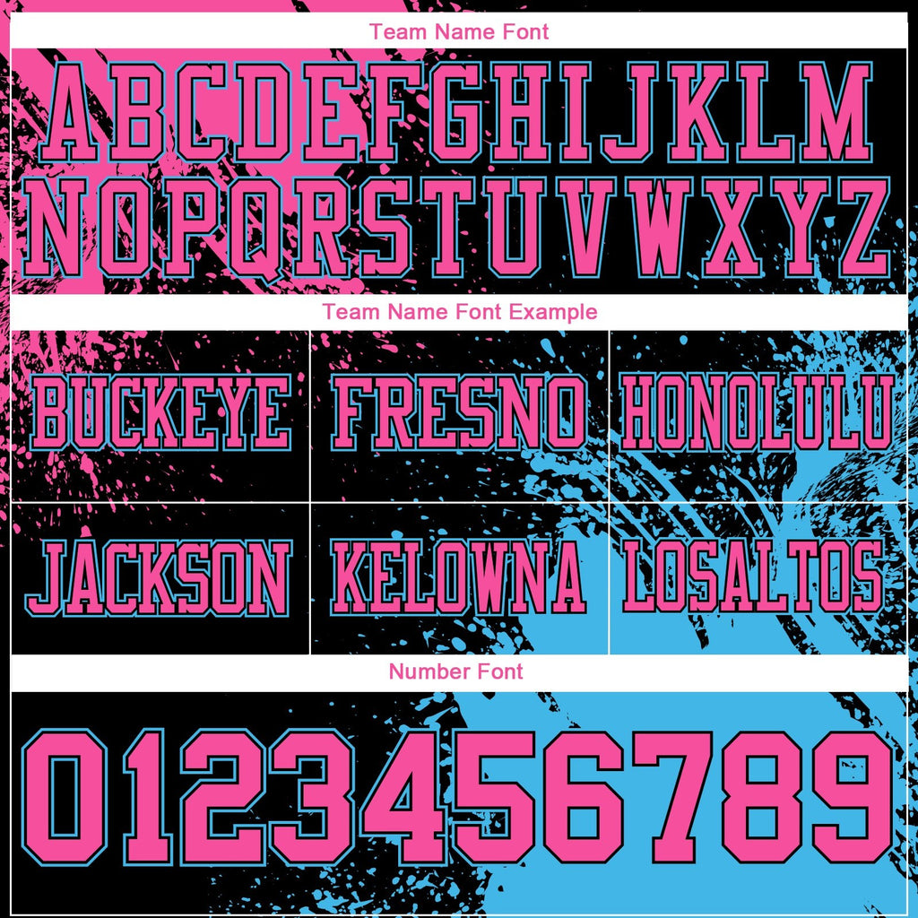 Custom Black Pink-Sky Blue 3D Pattern Abstract Brush Stroke Authentic Football Jersey photo 3