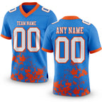 Custom Powder Blue White-Orange 3D Pattern Splash Authentic Football Jersey