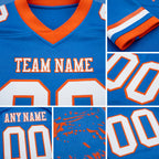 Custom Powder Blue White-Orange 3D Pattern Splash Authentic Football Jersey detail