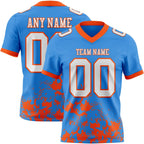 Custom Powder Blue White-Orange 3D Pattern Splash Authentic Football Jersey photo 1
