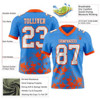 Custom Powder Blue White-Orange 3D Pattern Splash Authentic Football Jersey photo 2