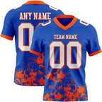 Custom Thunder Blue White-Orange 3D Pattern Splash Authentic Football Jersey photo 1