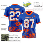 Custom Thunder Blue White-Orange 3D Pattern Splash Authentic Football Jersey photo 2