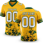 Custom Gold White-Green 3D Pattern Splash Authentic Football Jersey