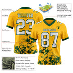 Custom Gold White-Green 3D Pattern Splash Authentic Football Jersey photo 2