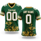 Custom Green White-Old Gold 3D Pattern Splash Authentic Football Jersey