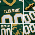 Custom Green White-Old Gold 3D Pattern Splash Authentic Football Jersey detail