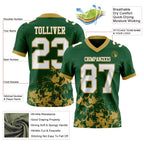 Custom Green White-Old Gold 3D Pattern Splash Authentic Football Jersey photo 2