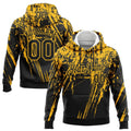 Custom Stitched Black Gold 3D Pattern Design Splash Grunge Art Sports Pullover Sweatshirt Hoodie
