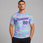 Custom Abstract Trendy Holographic Vaporwave Performance T-Shirt Design 0915 worn by male model