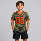 Custom Orange and Black Camo Salute To Service Authentic Football Jersey youth size worn by child model