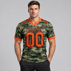 Custom Orange and Black Camo Salute To Service Authentic Football Jersey worn by male model