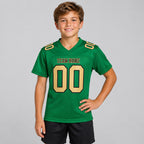 Custom Kelly Green Mesh Authentic Football Jersey with Old Gold and Black Lettering Design 0316 youth size worn by child model