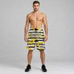 Custom Black Banana Authentic Basketball Shorts with White Lettering worn by male model
