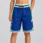 Custom Royal Authentic Throwback Basketball Shorts with Kelly Green and White Lettering youth size worn by child model