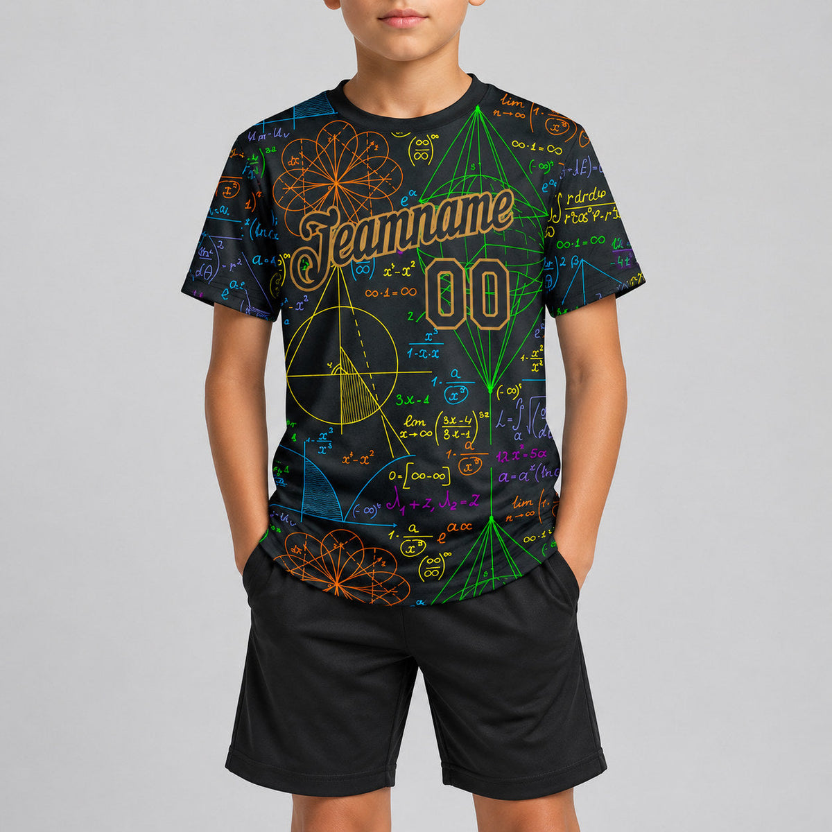 Custom Math Performance T-Shirt Design 0027 youth size worn by child model