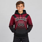 Custom Crimson Fade Arrow Pullover Hoodie with Black and White Lettering youth size worn by child model