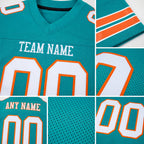 Custom Aqua White-Orange Mesh Authentic Football Jersey detail