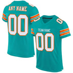 custom aqua white orange mesh authentic football jersey aqua0005