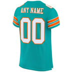 Custom Aqua White-Orange Mesh Authentic Football Jersey photo 2