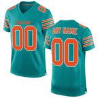 Custom Aqua Orange-White Mesh Authentic Football Jersey