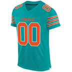 Custom Aqua Orange-White Mesh Authentic Football Jersey photo 1