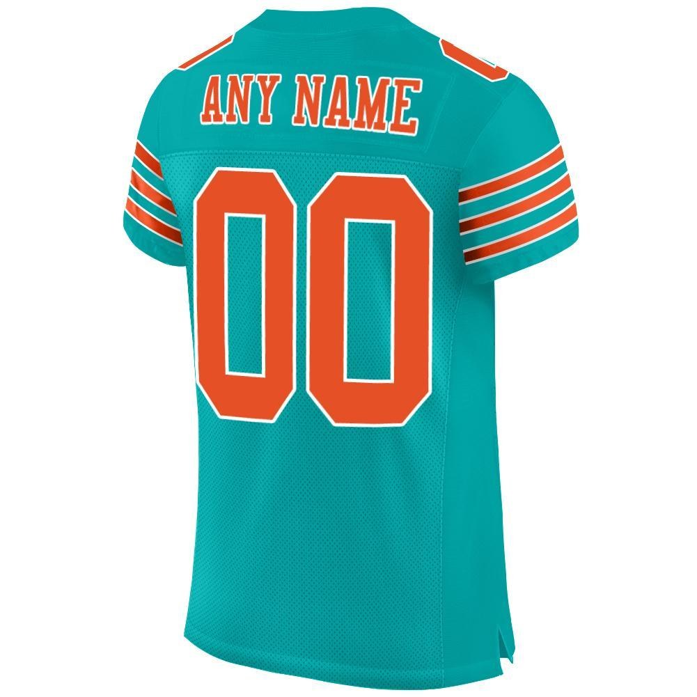 Custom Aqua Orange-White Mesh Authentic Football Jersey photo 2
